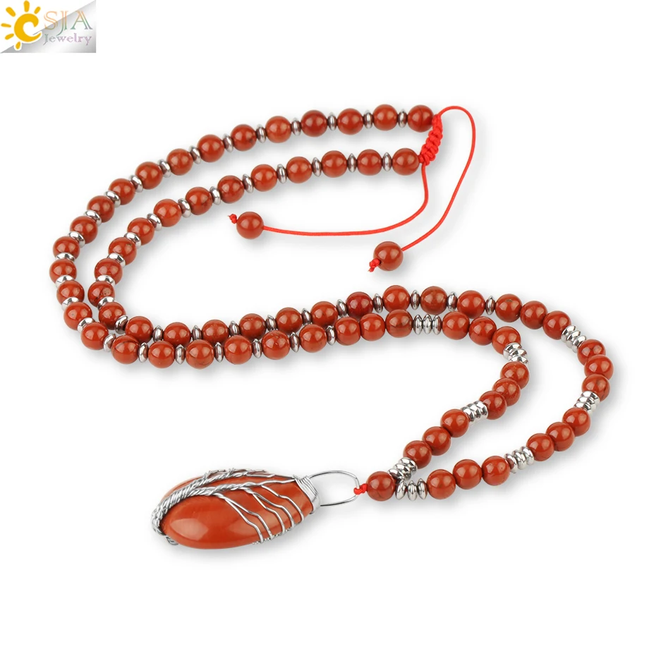 CSJA Natural Gem Stone Red Jaspers Necklaces Tree of Life Wire Wrapped Pendant 7 Chakra Beaded Long Necklace for Women Men S482
CSJA Natural Gem Stone Red Jaspers Necklaces Tree of Life Wire Wrapped Pendant 7 Chakra Beaded Long Necklace for Women Men S482