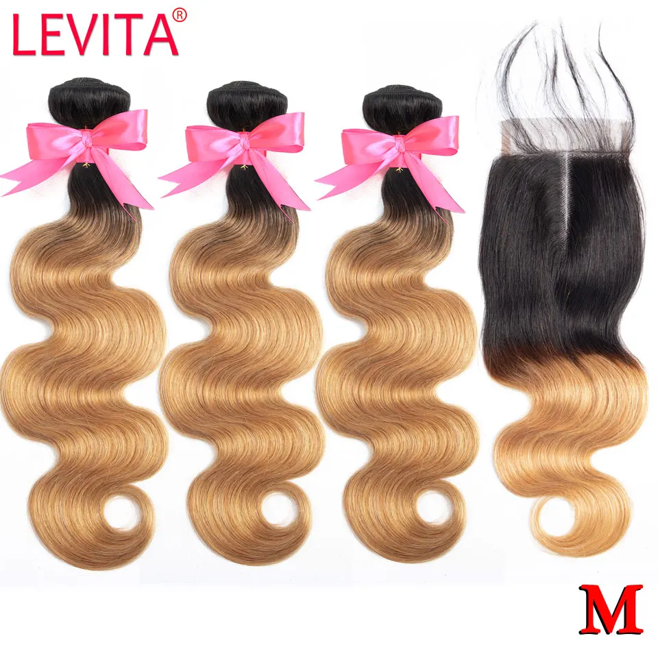 Brazilian body wave human hair Weave bundles with closure 1B/27 Blonde Ombre Bundles With Closure non-remy Middle Ratio LEVITA
Brazilian body wave human hair Weave bundles with closure 1B/27 Blonde Ombre Bundles With Closure non-remy Middle Ratio LEVITA