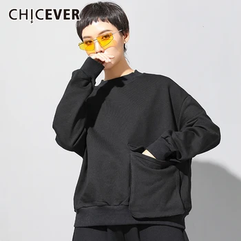 CHICEVER Korean Black Sweatshirt For Women Long Sleeve O Neck Pocket Plus Size Pullovers Female Clothes 2020 Autumn Fashion New
CHICEVER Korean Black Sweatshirt For Women Long Sleeve O Neck Pocket Plus Size Pullovers Female Clothes 2020 Autumn Fashion New