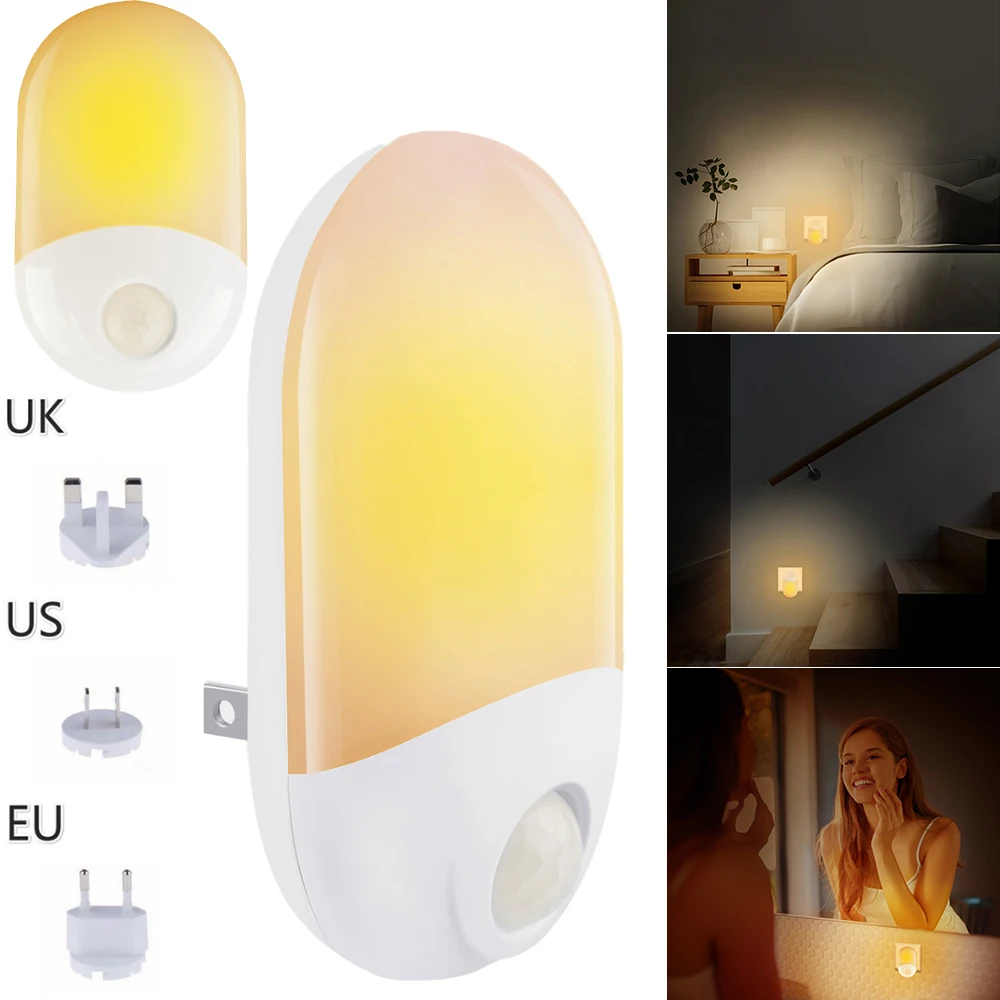 ABS LED EU US UK Plug-in Night Light Intelligent Human Body Induction On/Off For Child Bedroom Aisle Toilet Light Warm Light
ABS LED EU US UK Plug-in Night Light Intelligent Human Body Induction On/Off For Child Bedroom Aisle Toilet Light Warm Light