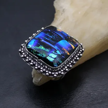 Mysterious Amazing Natural Dichroic Glass 925 Sterling Silver Color Men Jewelry Band Ring Size 9.5 H228
Mysterious Amazing Natural Dichroic Glass 925 Sterling Silver Color Men Jewelry Band Ring Size 9.5 H228