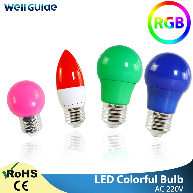 

Led Bulb E27 E14 3W 5W 7W LED Lamp RGB A60 A50 G45 C35 Led candle Light Colorful SMD 2835 AC 220V 240V Flashlight Globe Bulb