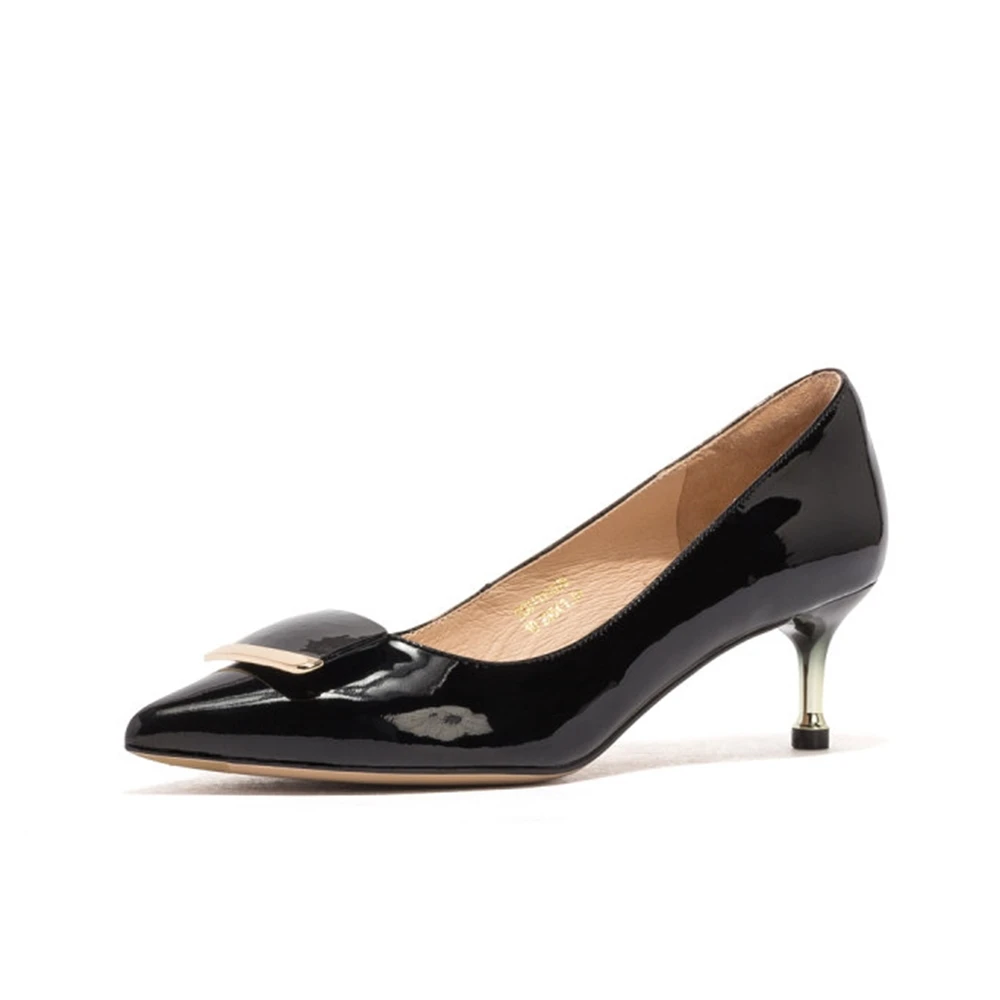 Фото Женские кожаные туфли-лодочки ST & SAT элегантные туфли на высоком тонком каблуке