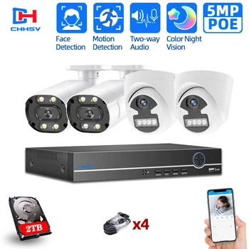 H.265 Video Surveillance POE IP Camera Kit Outdoor Waterproof Two-way Audio 5MP CCTV Camera Security System Set 4CH NVR POE Kit 
H.265 Video Surveillance POE IP Camera Kit Outdoor Waterproof Two-way Audio 5MP CCTV Camera Security System Set 4CH NVR POE Kit
