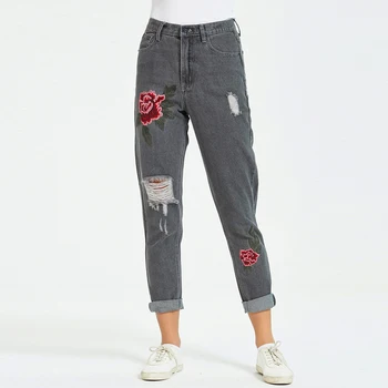 Embroidered Mom Jeans Woman Ripped High Waist Jeans Distressed Boyfriend Jeans Vintage Jeans Streetwear Women Casual Loose Jeans 
Embroidered Mom Jeans Woman Ripped High Waist Jeans Distressed Boyfriend Jeans Vintage Jeans Streetwear Women Casual Loose Jeans
