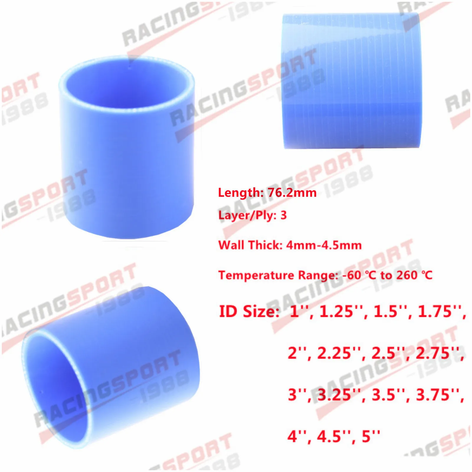 Silicone tubing Hose Intercooler Turbo Intake Pipe Coupler Hose Universal Straight Multiple sizes blue Length 76.2mm 
Silicone tubing Hose Intercooler Turbo Intake Pipe Coupler Hose Universal Straight Multiple sizes blue Length 76.2mm