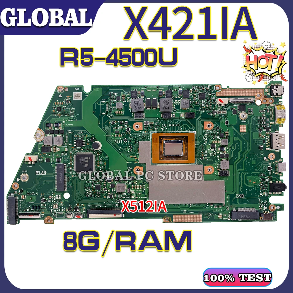 KEFU Motherboards X421I Laptop motherboard for ASUS X421IA X521IA X521IAY 100% TEST original mainboard R5-4500U 8G RAM | Компьютеры и