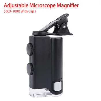 Handheld 60X-100X Adjustable Microscope Magnifer Pocket Loupe Magnification With Clip for Jade Articles/ Coins/ Stamps/ Jewelry
Handheld 60X-100X Adjustable Microscope Magnifer Pocket Loupe Magnification With Clip for Jade Articles/ Coins/ Stamps/ Jewelry