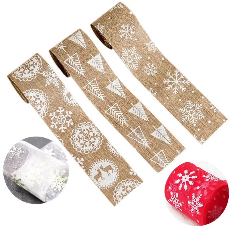 10pcs/set 6cm lace fabric ribbon gilding christmas printed linen