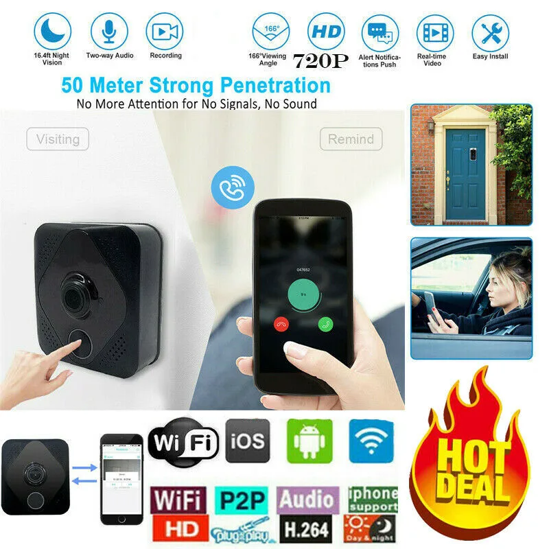 MV8 Smart Video Doorbell Wireless WiFi Door Bell IR Visual Camera Record Security System For Garage Shed Home Office Apartment
MV8 Smart Video Doorbell Wireless WiFi Door Bell IR Visual Camera Record Security System For Garage Shed Home Office Apartment