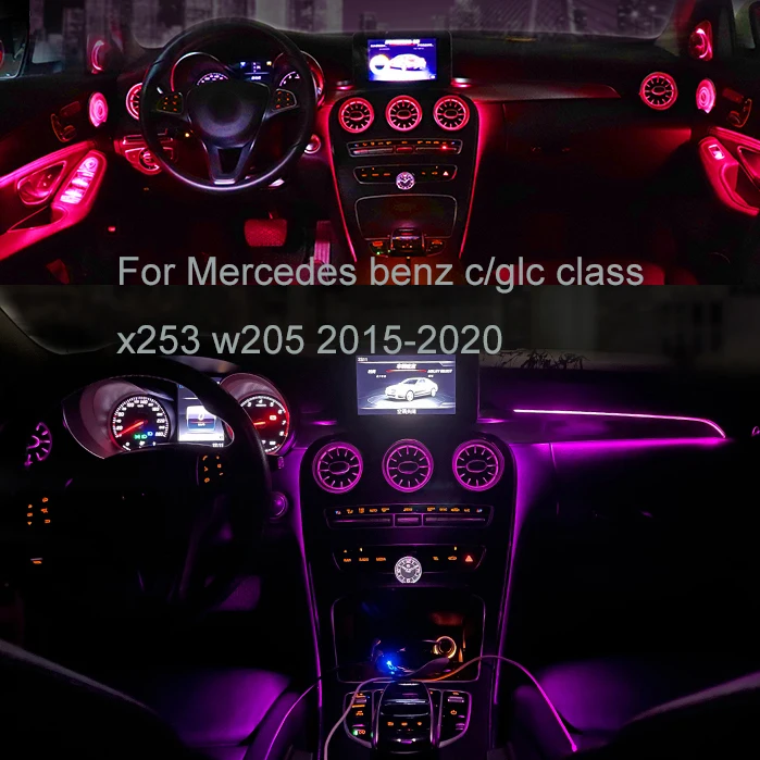 Full set 64 colors Car ambient light turbine air vent rotating tweeter LED light for Mercedes benz c/glc class x253 w205 15-20
Full set 64 colors Car ambient light turbine air vent rotating tweeter LED light for Mercedes benz c/glc class x253 w205 15-20