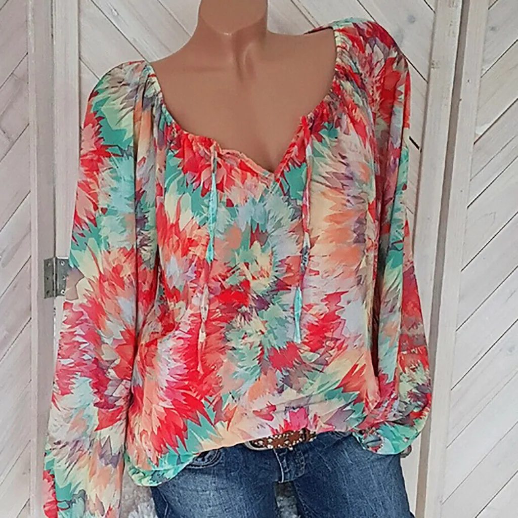 Blouses Woman 2019 Women Plus Size Loose Print V-neck Bandage Blouse Pullover Tops Shirt Blusas Femininas De Verao Femme Shein
Blouses Woman 2019 Women Plus Size Loose Print V-neck Bandage Blouse Pullover Tops Shirt Blusas Femininas De Verao Femme Shein