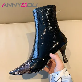 ANNYMOLI Winter Ankle Boots Women Snake Print Kitten High Heels Short Boots Zip Square Toe Shoes Female Autumn Black Size 34-39
ANNYMOLI Winter Ankle Boots Women Snake Print Kitten High Heels Short Boots Zip Square Toe Shoes Female Autumn Black Size 34-39