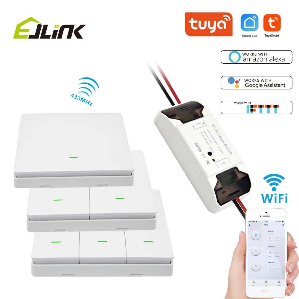 EJLINK Smart Switch Wifi Remote Control Smart Home Automation Works with Alexa Google Home Wireless Light Switch DIY Module
EJLINK Smart Switch Wifi Remote Control Smart Home Automation Works with Alexa Google Home Wireless Light Switch DIY Module
