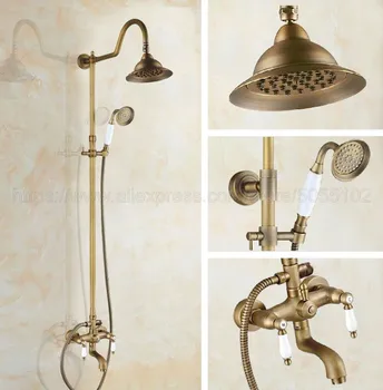 Bathroom Shower Faucet Antique Brass 7" Rainfall Bath Shower Mixer Faucet Swivel Spout Shower Tap Wall Mount zan816
Bathroom Shower Faucet Antique Brass 7" Rainfall Bath Shower Mixer Faucet Swivel Spout Shower Tap Wall Mount zan816