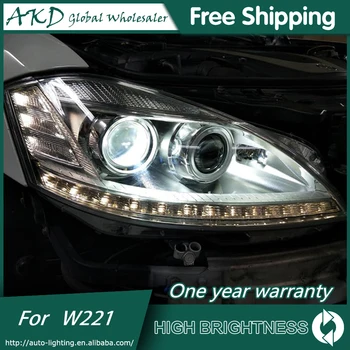For Car BENZ W221 Headlights 2006-2009 DRL Day Running Light LED Bi Xenon Bulb Fog Lights Car Accessory S300 S400 S350 Head Lamp