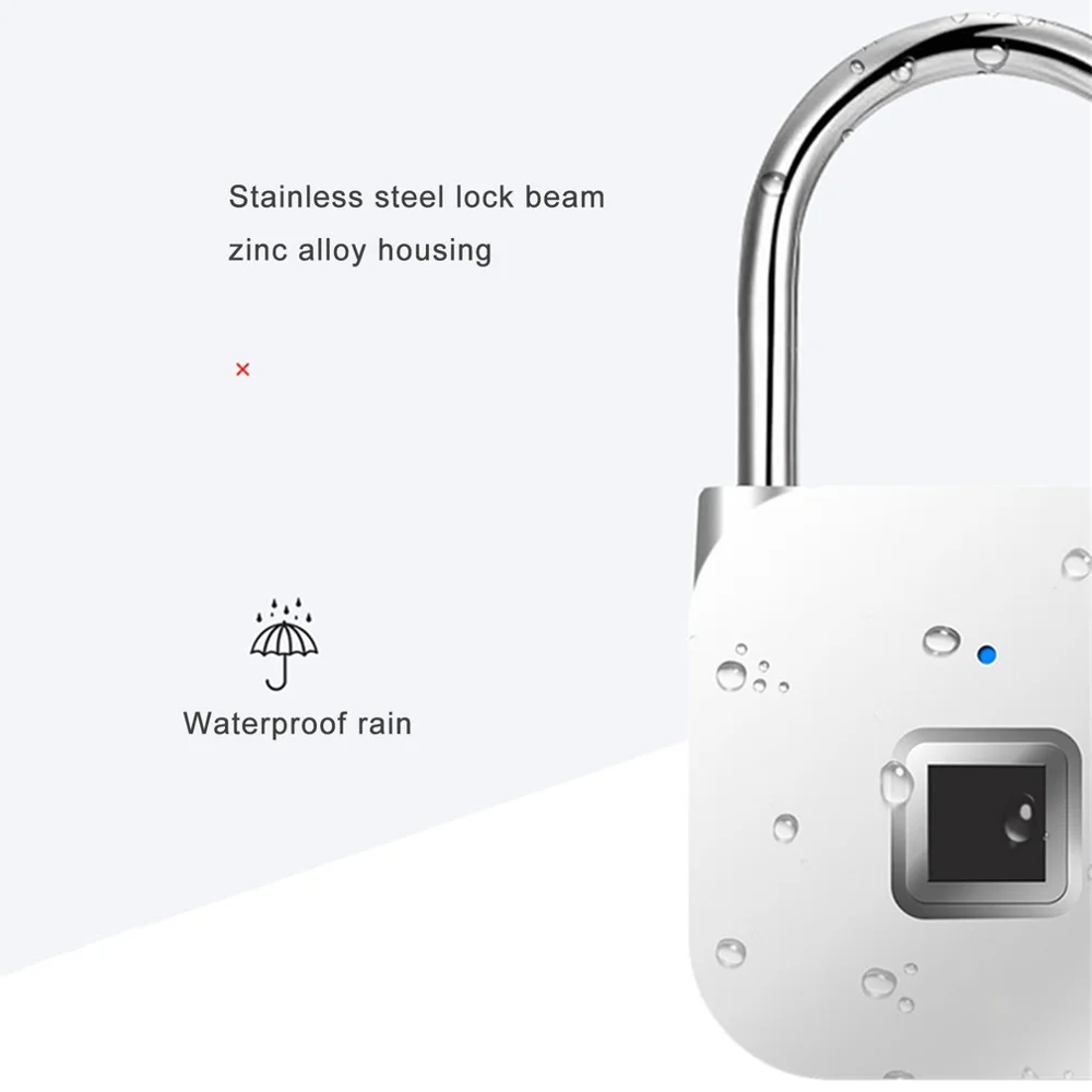 Waterproof Keyless Lock Smart Padlock Thumbprint Door Padlocks Portable Anti-Theft Lock USB Rechargeable Small Padlock
Waterproof Keyless Lock Smart Padlock Thumbprint Door Padlocks Portable Anti-Theft Lock USB Rechargeable Small Padlock