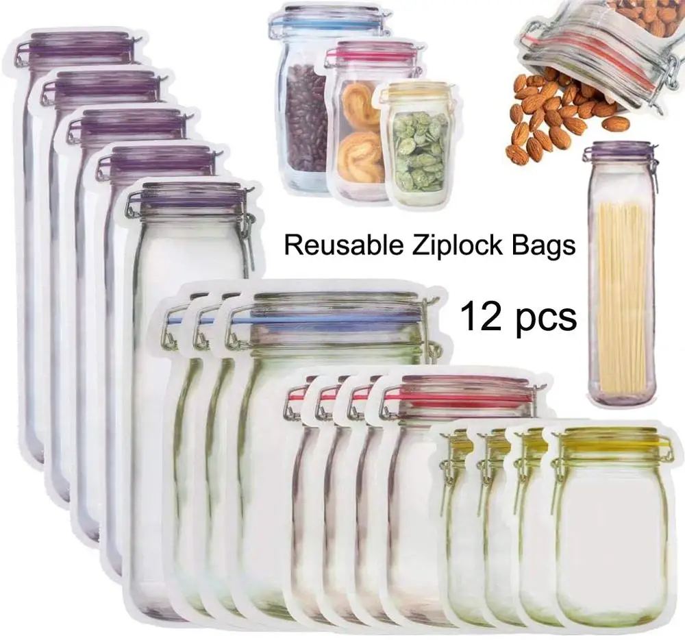 12 Pcs Jar Zipper Bags Snack Noodles Ziplock Bag Reusable Airtight Seal Storage Bags for Travel Camping Picnic Nuts Cookies
12 Pcs Jar Zipper Bags Snack Noodles Ziplock Bag Reusable Airtight Seal Storage Bags for Travel Camping Picnic Nuts Cookies