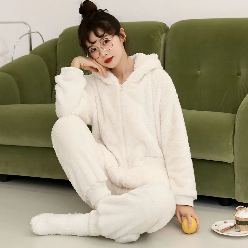 Women's Pajamas Set Warm Winter Coral Fleece Sleepwear Fashion Homewear Casual Hooded Nightgown Loose Plus Size Home Clothes
Women's Pajamas Set Warm Winter Coral Fleece Sleepwear Fashion Homewear Casual Hooded Nightgown Loose Plus Size Home Clothes