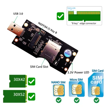 Durable Practical Multi-functional Classic NGFF M.2 to USB 3.0 Adapter Converter Card with SIM 8pin Card Slot for 3G/4G/5G