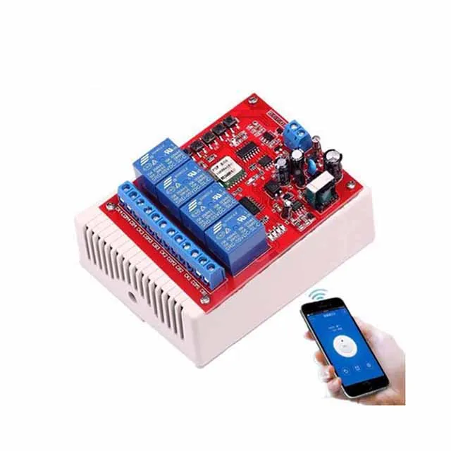 A23-- 220V 4 Channel Wifi Relay Switch Module Phone APP Wireless Remote Control Jog Self-Lock Interlock w/Shell Phones