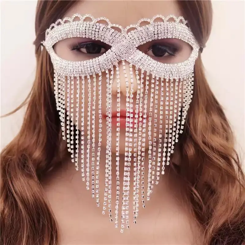 Women Multi-Layer Long Tassel Chains Face Mask Jewelry Head Harness Chains Headwear Party Cosplay Face Jewelry Adjustable
Women Multi-Layer Long Tassel Chains Face Mask Jewelry Head Harness Chains Headwear Party Cosplay Face Jewelry Adjustable