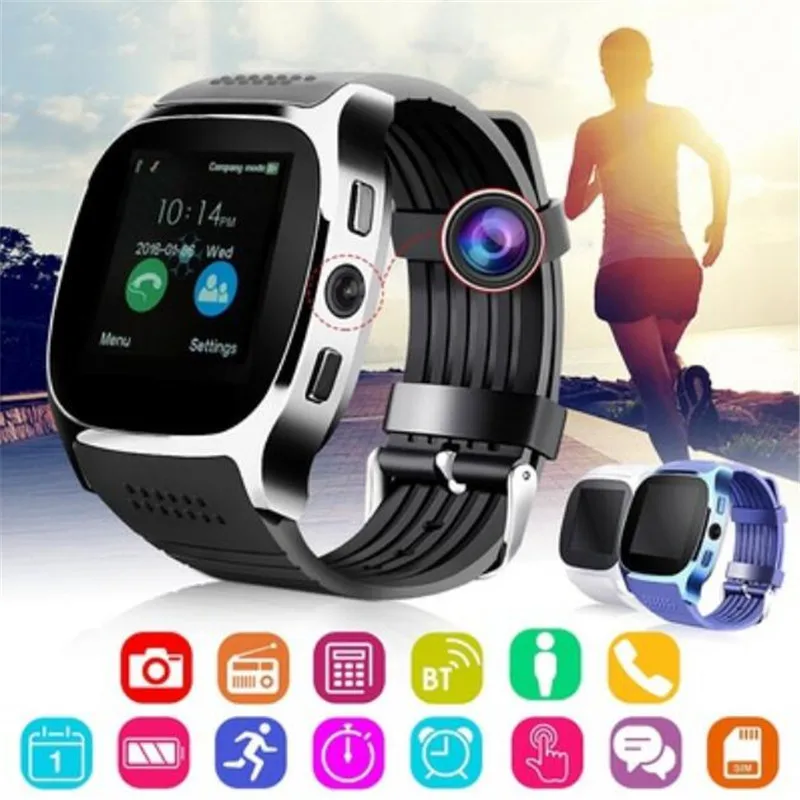 Bluetooth T8 Smart Watch Music Player Facebook Whatsapp Sync SMS Camera Smartwatch Support SIM TF Card reloj inteligente relogio
Bluetooth T8 Smart Watch Music Player Facebook Whatsapp Sync SMS Camera Smartwatch Support SIM TF Card reloj inteligente relogio