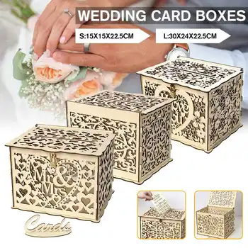 S/M/L Size DIY Wedding Gift Card Box Wooden Money Box with Lock Beautiful Wedding Decoration Supplies for Birthday Party
S/M/L Size DIY Wedding Gift Card Box Wooden Money Box with Lock Beautiful Wedding Decoration Supplies for Birthday Party