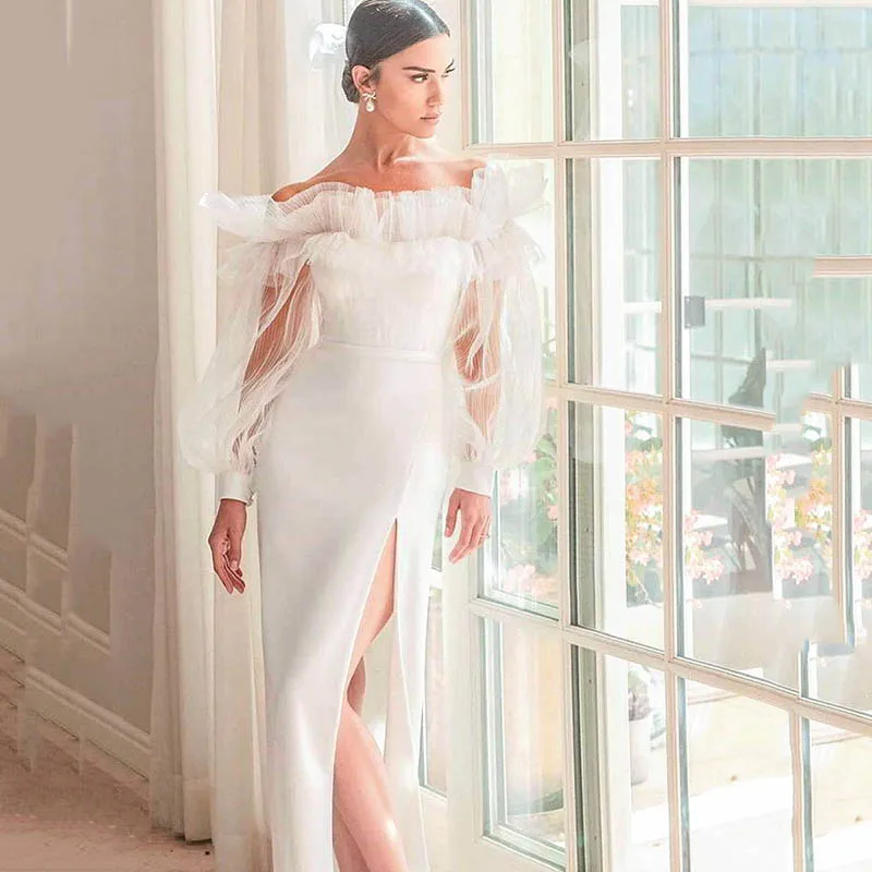 Eightree Robe de mariee Wedding Dress Mermaid Long Sleeves Bride Gown Side Split Off the Shoulder Bridal Dress vestido de noiva
Eightree Robe de mariee Wedding Dress Mermaid Long Sleeves Bride Gown Side Split Off the Shoulder Bridal Dress vestido de noiva