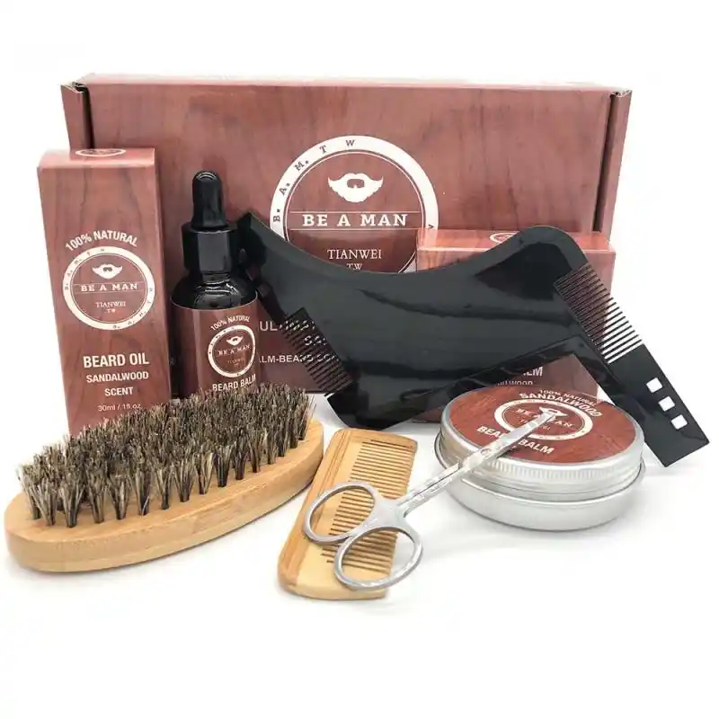 kit grooming beard set beard oil moisturizing wax blam comb