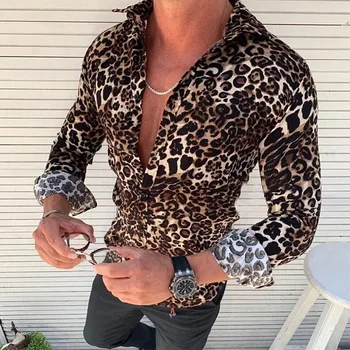 Meihuida Men Trend Nightclub Leopard Print Shirt High Quality Long Sleeve Shirt Male Social Casual Party Shirt Dress Shirt
Meihuida Men Trend Nightclub Leopard Print Shirt High Quality Long Sleeve Shirt Male Social Casual Party Shirt Dress Shirt