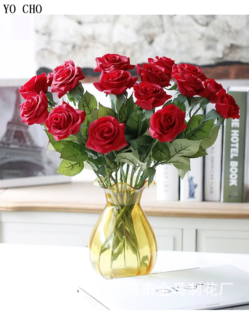 YO CHO Real Touch Rose Aritificial Flowers 1 Single Branch Silk Red Rose Artificial Flower Decoration for Wedding Home Decor
YO CHO Real Touch Rose Aritificial Flowers 1 Single Branch Silk Red Rose Artificial Flower Decoration for Wedding Home Decor