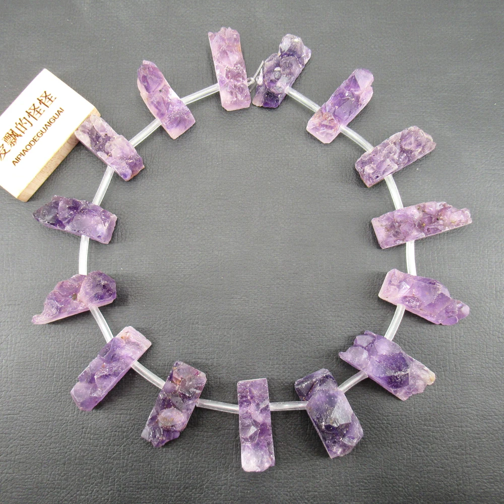 APDGG Natural Amethysts Geode Quartz Drusy Top Drilled Freeform Slab Nugget Beads Gemstone Beads 16.5" Jewelry Making DIY
APDGG Natural Amethysts Geode Quartz Drusy Top Drilled Freeform Slab Nugget Beads Gemstone Beads 16.5" Jewelry Making DIY