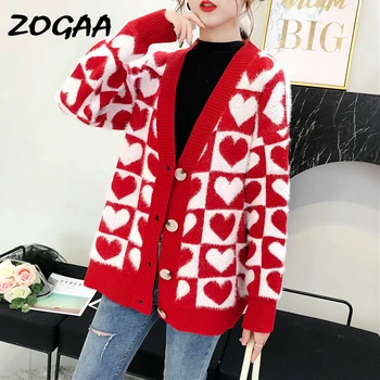 Heart Printed Sweater Cardigan Women 2019 Autumn Winter Long Sleeve V-neck Sweater Casual Single Breasted Female Cardigan Coat
Heart Printed Sweater Cardigan Women 2019 Autumn Winter Long Sleeve V-neck Sweater Casual Single Breasted Female Cardigan Coat