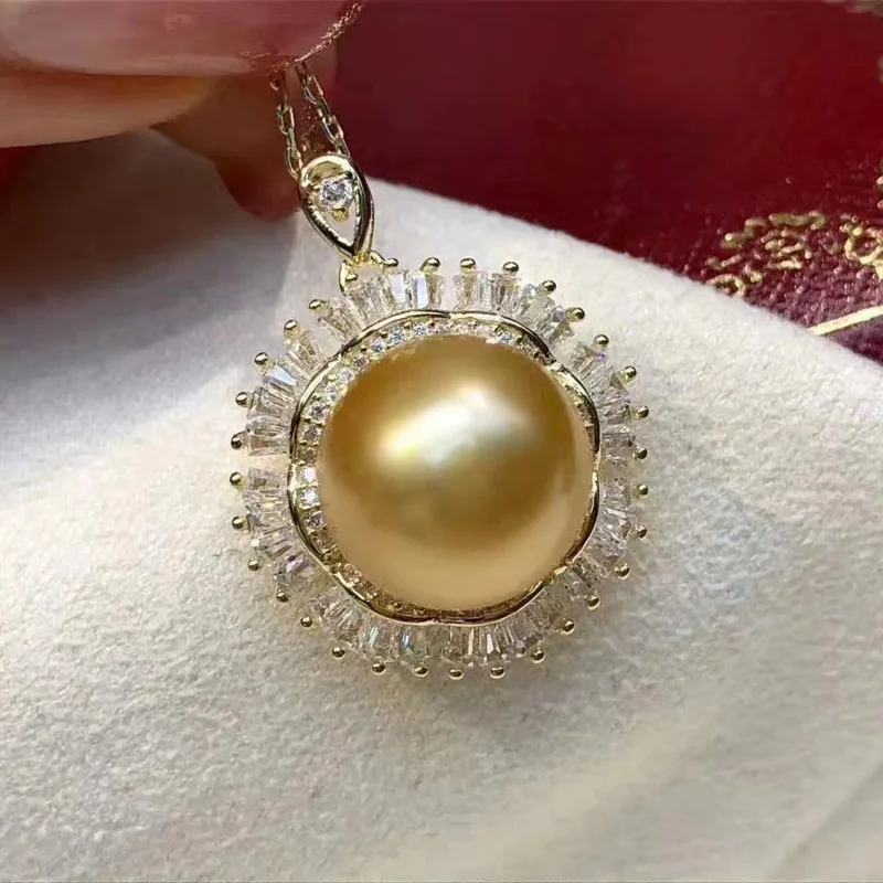 HENGSHENG Hot Selling Bright 11-12mm Natural-Ocean Golden Pearls Pendant Real 925 Sterling Silver Pendant Fine Jewelry For Women
HENGSHENG Hot Selling Bright 11-12mm Natural-Ocean Golden Pearls Pendant Real 925 Sterling Silver Pendant Fine Jewelry For Women