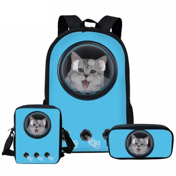 Student Bookbags Blue Astronaut Pet Carrier 3D Cat Print School Bag 3pcs for Girls Kids Teenage Backpack Mochila Notebook
Student Bookbags Blue Astronaut Pet Carrier 3D Cat Print School Bag 3pcs for Girls Kids Teenage Backpack Mochila Notebook