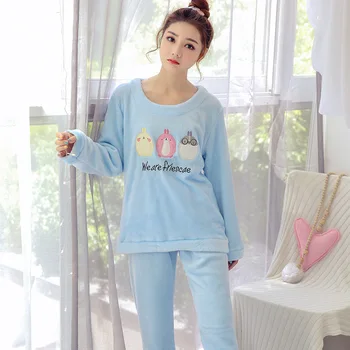 2PCS Sleepwear Women Autumn Winter Flannel Pajamas Suit Thicken Coral Fleece Nightwear Sleep Set Casual Soft Warm Home Clothes
2PCS Sleepwear Women Autumn Winter Flannel Pajamas Suit Thicken Coral Fleece Nightwear Sleep Set Casual Soft Warm Home Clothes