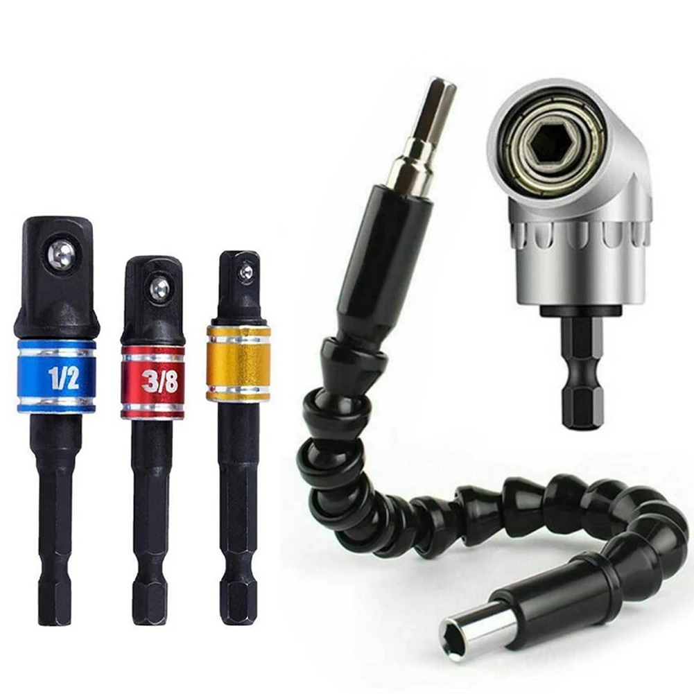 5Pcs Right Angle Drill 105Degree Driver Extension Power Socket Hex Flexible Extension Impact Driver Bar Socket Adapter Drill Bit
5Pcs Right Angle Drill 105Degree Driver Extension Power Socket Hex Flexible Extension Impact Driver Bar Socket Adapter Drill Bit