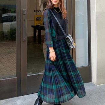 Korean Plaid Women Long Dresses Spring Autumn 2020 Pleated High Waist Daily Date Robe Femme Vestiods Maxi Dress Japan Fashion
Korean Plaid Women Long Dresses Spring Autumn 2020 Pleated High Waist Daily Date Robe Femme Vestiods Maxi Dress Japan Fashion
