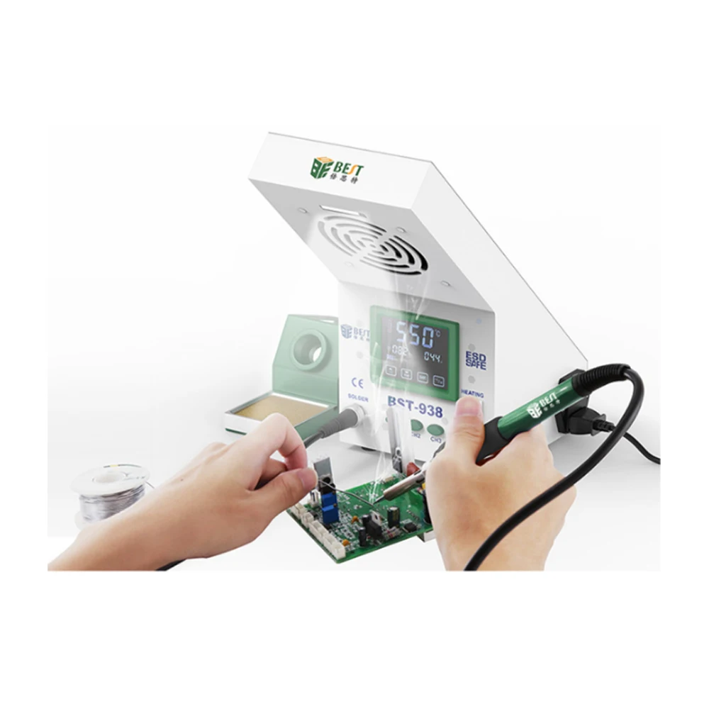 Antistatic Thermostat Soldering Station With Smoke Purification Adjustable Temperature Smoke Removal Smoking Instrument BST 938
Antistatic Thermostat Soldering Station With Smoke Purification Adjustable Temperature Smoke Removal Smoking Instrument BST 938