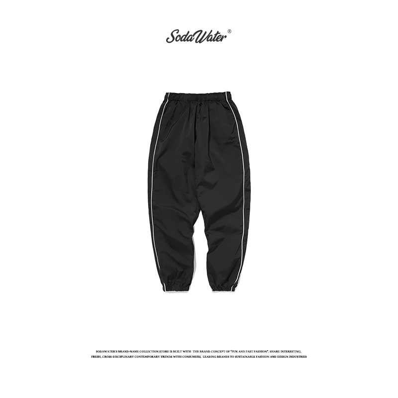 SODAWATER Men Windbreaker Jogger Pants Black Color Loose Fit Joggers 2019 Streetwear Style Casual 94510WS |