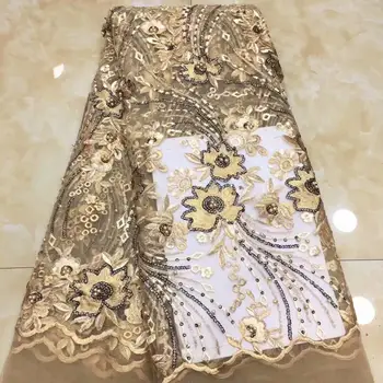 Golden African Lace Fabric Embroidered Nigerian Sequins Lace Fabric High Quality French Tulle Lace Fabric For Women Wedding FD12 
Golden African Lace Fabric Embroidered Nigerian Sequins Lace Fabric High Quality French Tulle Lace Fabric For Women Wedding FD12