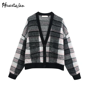 Huaxiafan V Neck Sweaters Women Fashion Plaid Printed Single Breasted Sweater Women Elegant High Waisted Sweaters Female Ladies
Huaxiafan V Neck Sweaters Women Fashion Plaid Printed Single Breasted Sweater Women Elegant High Waisted Sweaters Female Ladies