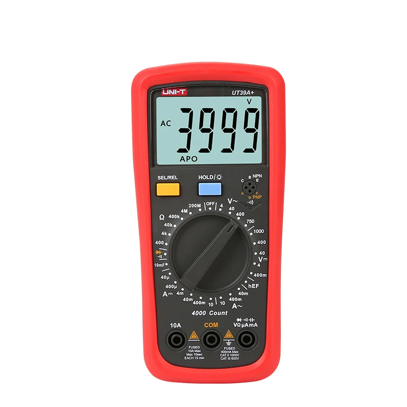 UNI-T UT39A+ Digital Multimeter Auto Range Tester Upgraded from UT39A AC DC V/A Ohm /Temp /Frequency/HFE Test
UNI-T UT39A+ Digital Multimeter Auto Range Tester Upgraded from UT39A AC DC V/A Ohm /Temp /Frequency/HFE Test