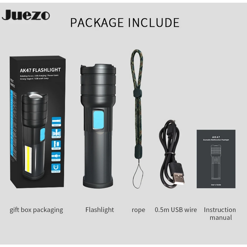 LED Flashlight T6 L2 P90 XHP70B P90F Focusing 5200mAh Camping Light Dual 18650 Battery Rainproof Maintenance Adventure Light
LED Flashlight T6 L2 P90 XHP70B P90F Focusing 5200mAh Camping Light Dual 18650 Battery Rainproof Maintenance Adventure Light