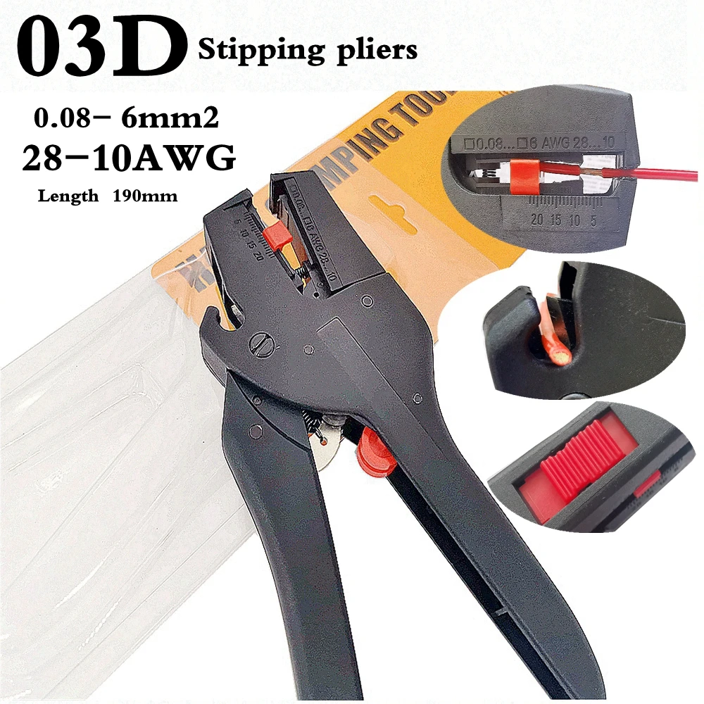 Stripping Pliers Automatic 0.08-6mm 28-13AWG Cutter Cable Scissors Wire Stripper Tool HS-D3 Multitool Adjustable Precision
Stripping Pliers Automatic 0.08-6mm 28-13AWG Cutter Cable Scissors Wire Stripper Tool HS-D3 Multitool Adjustable Precision