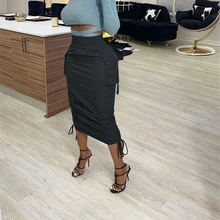 2021 Elegant Solid Elastic High Waist Female Midi Skirt Women Spring Autumn Draped Lace-Up Skirts Office Lady Casual Solid Skirt
2021 Elegant Solid Elastic High Waist Female Midi Skirt Women Spring Autumn Draped Lace-Up Skirts Office Lady Casual Solid Skirt