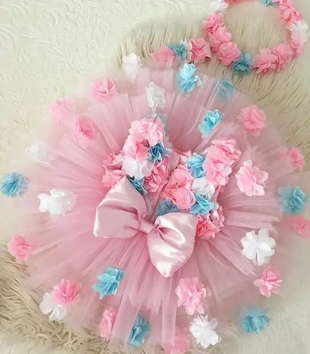 

Kid Baby Girl Dress 3D Flower Tutu Dress Girl Birthday Wedding Pageant Party Princess Formal Dress 1-5T