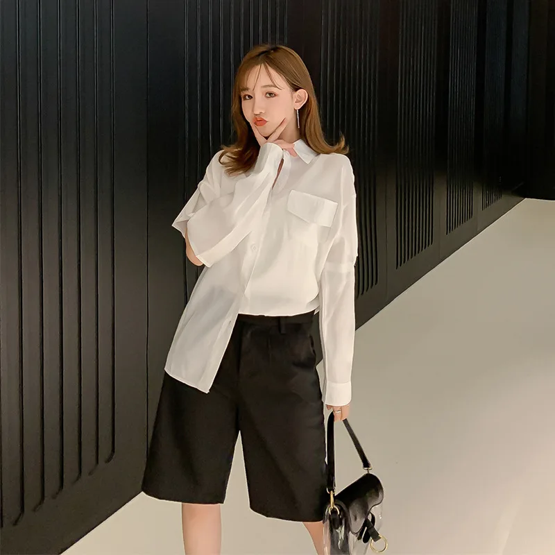 Korean-style 2019 Early Autumn New Style Casual Shirt Tops + Versatile Suit Pants Shorts Two-Piece Women's F7679
Korean-style 2019 Early Autumn New Style Casual Shirt Tops + Versatile Suit Pants Shorts Two-Piece Women's F7679