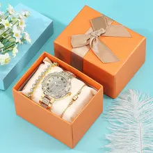 Women Quartz Watches And Bracelets On Hand Bracelet Watch Gift Box SetWatches with Rhinestones Female Studded Watch for Women's
Women Quartz Watches And Bracelets On Hand Bracelet Watch Gift Box SetWatches with Rhinestones Female Studded Watch for Women's